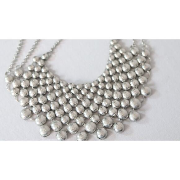 Silver Tone Bubble Bib Necklace - Picture 4 of 9